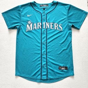 Nike Authentic Seattle Mariners Teal Green Alternate Baseball Jersey Size L Kids